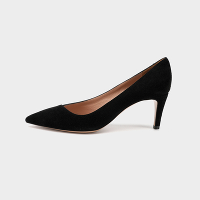Thin Heels Pointed Toe Leather Shoes , 3 Inch Black Womens Slip On Dress Shoes