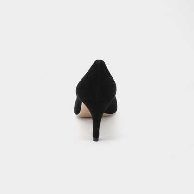 Thin Heels Pointed Toe Leather Shoes , 3 Inch Black Womens Slip On Dress Shoes