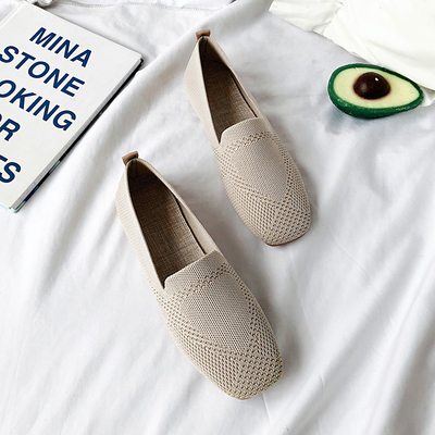 Wholesale Solid Color Thin Section Breathable Flat Shoes Women's New Soft Sole Woven Shoes