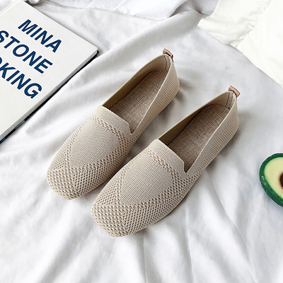 Wholesale Solid Color Thin Section Breathable Flat Shoes Women's New Soft Sole Woven Shoes