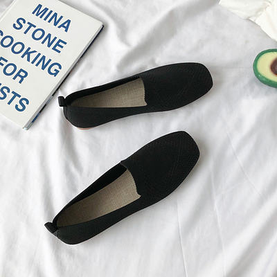Wholesale Solid Color Thin Section Breathable Flat Shoes Women's New Soft Sole Woven Shoes