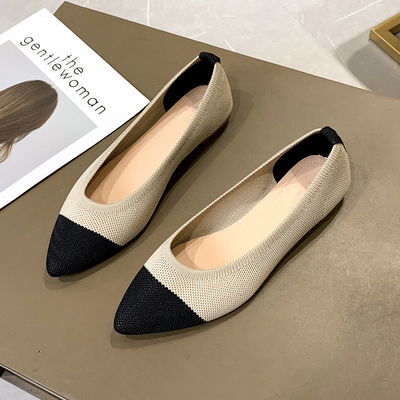Women's New Pointed Casual Flat Shoe Lightweight Knit Breathable