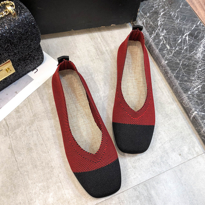 Wholesale Lightweight Knit Woven Shoes 2021 Breathable Flat Shoes For Women New Styles
