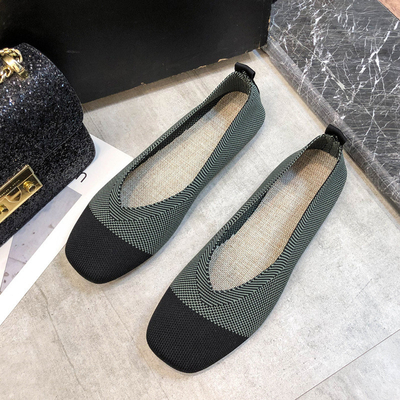 Wholesale Lightweight Knit Woven Shoes 2021 Breathable Flat Shoes For Women New Styles