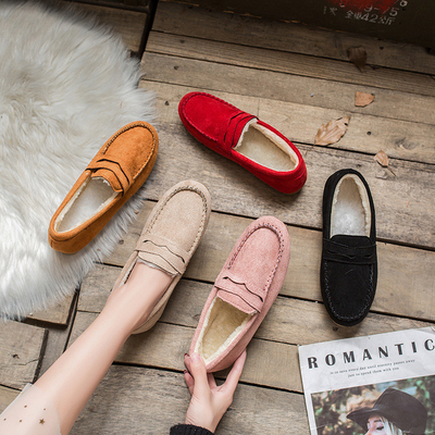 2022 Autumn Plus Velvet Peas Shoes Flat Soft Bottom Tendon Cotton Shoes Women Lazy Grandma Shoes