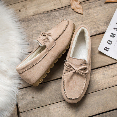 Flat Beef Tendon Plus Velvet Casual Ladies Cotton Shoes Lazy