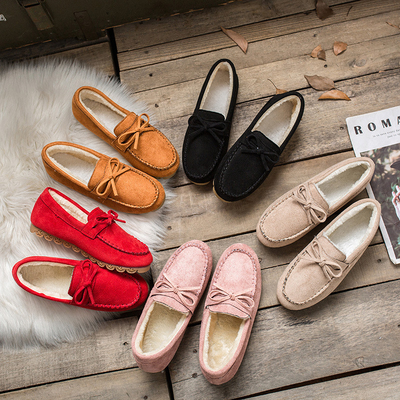 Flat Beef Tendon Plus Velvet Casual Ladies Cotton Shoes Lazy