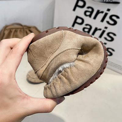 Warm Low Heel Round Toe Velvet Cotton Plush One Step Shoes for Commuter