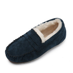Warm Low Heel Round Toe Velvet Cotton Plush One Step Shoes for Commuter