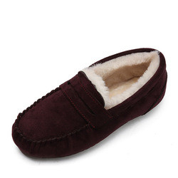 Warm Low Heel Round Toe Velvet Cotton Plush One Step Shoes for Commuter