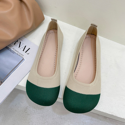Soft Soled Knitted Shallow Mouth Shoes Female Spring Summer Flat Pedal Fairy Style