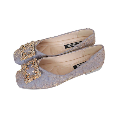 Fairy Style Soft Soled Square Buckle Shoes Spring And Autumn Flat Bottomed
