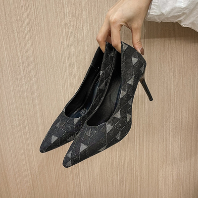 Lace Print Summer Light Single Ladies High Heel Shoe Shallow Mouth Stiletto