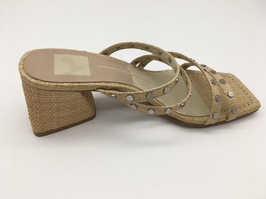 #6 - #11 Summer Chunky Heel Sandals / Tan Ladies Peep Toe Sandals