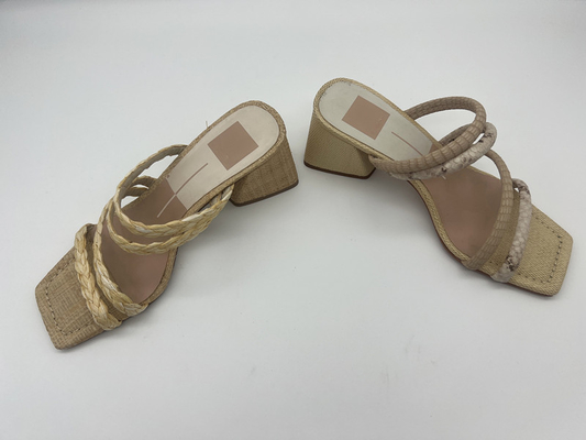 Python Print Ladies Soft Leather Sandals Lt Tan / Off White Cute Peep Toe Sandals