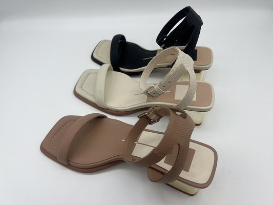 Stylish One Strap Womens Sandals , Leather Cross Strap Gold Padded Sandals