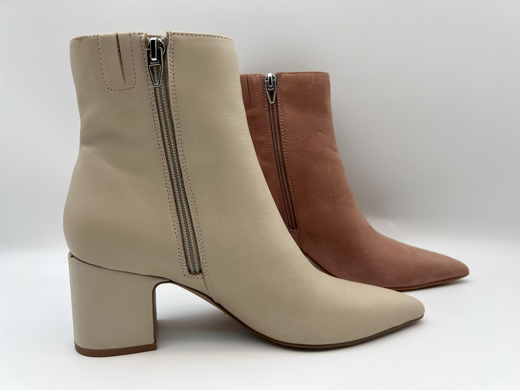 women's pointed toe ankle boots with metal YKK zipper ，soft nappa Genuine Leather Dress Boots