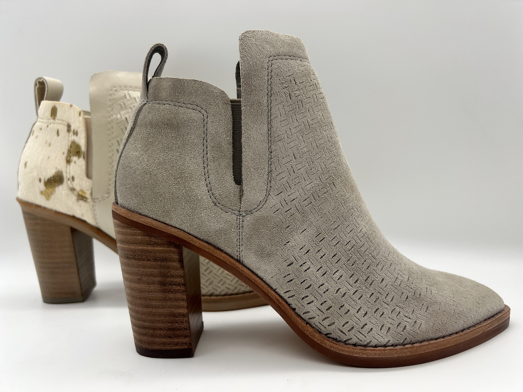 Abs heel with TPR outsole，soft crack suede leather and metallic hair leather Womens Dress ankle Boots