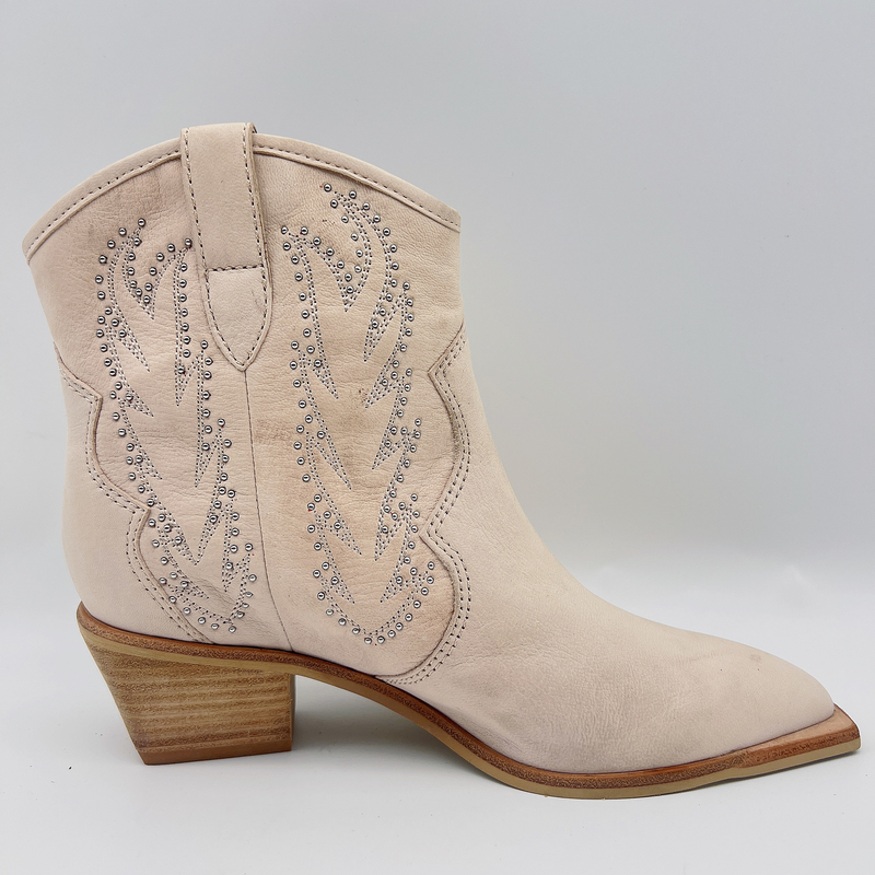 Bone Womens Leather Dress Boots Comfortable Ladies Casual Ankle Boots With Studs Embroidery