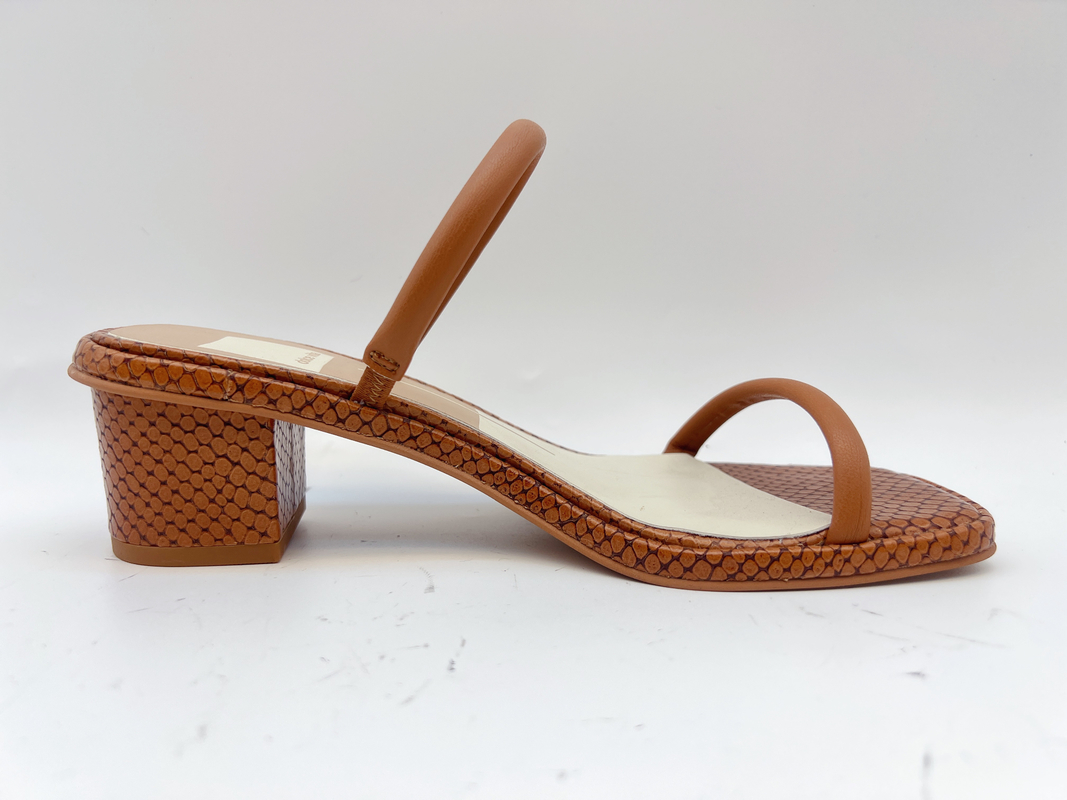 Brown Ladies Open Toe Slippers Comfortable 2cm One Strap Slippers With Croco Print
