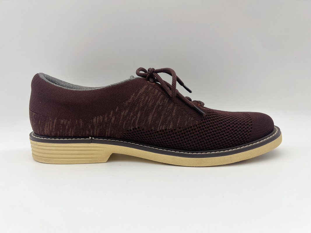 Soft Two Tone Leather Lace Up Work Shoes Womens Brown With One Unit Rubber Outsole