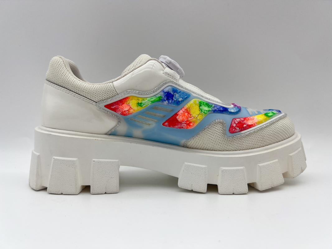 Trendy White Leisure Shoes Non slip Women'S Platform Casual Shoes With Shoelace Storage