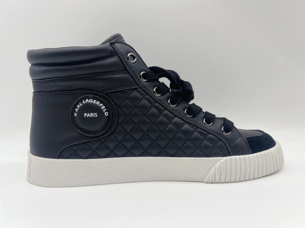 Genuine Leather Athletic Sports Shoes High Top Ladies Black With Ykk Metal Zipper