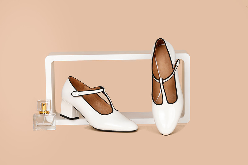Black White Leather Pumps Women'S Shoes Poited Toe Closed Toe With 2cm Abs Heel