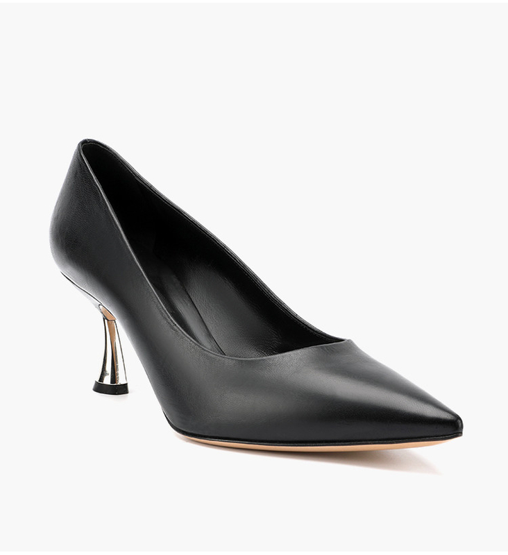 Black Breathable Comfortable Low Heel Dress Shoes Women's closed toe open instep formal leather shoes
